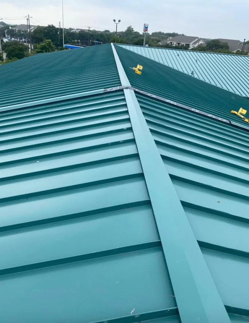 Green commercial metal roof ridge and valley for Metal Roof Repair in Sleepy Hollow
